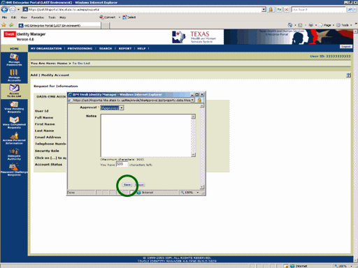 Screenshot of the Request Disposition window